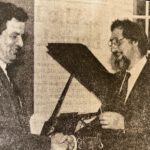 Ulrich Lewin und Bürgermeister Holtermann beim Festakt zur offiziellen Übergabe der Villa Westerholt als Musikschule 1984 (Lüdinghauser Zeitung)